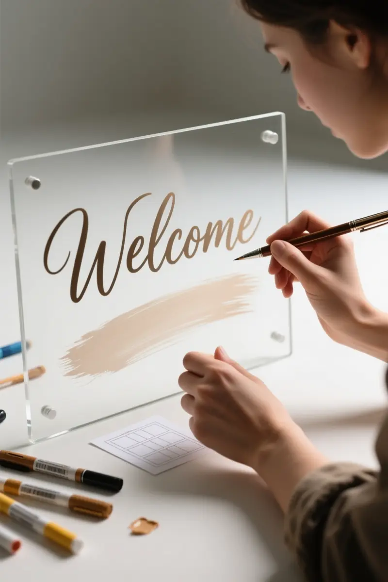 1. Hand-Painted Acrylic Welcome Signs