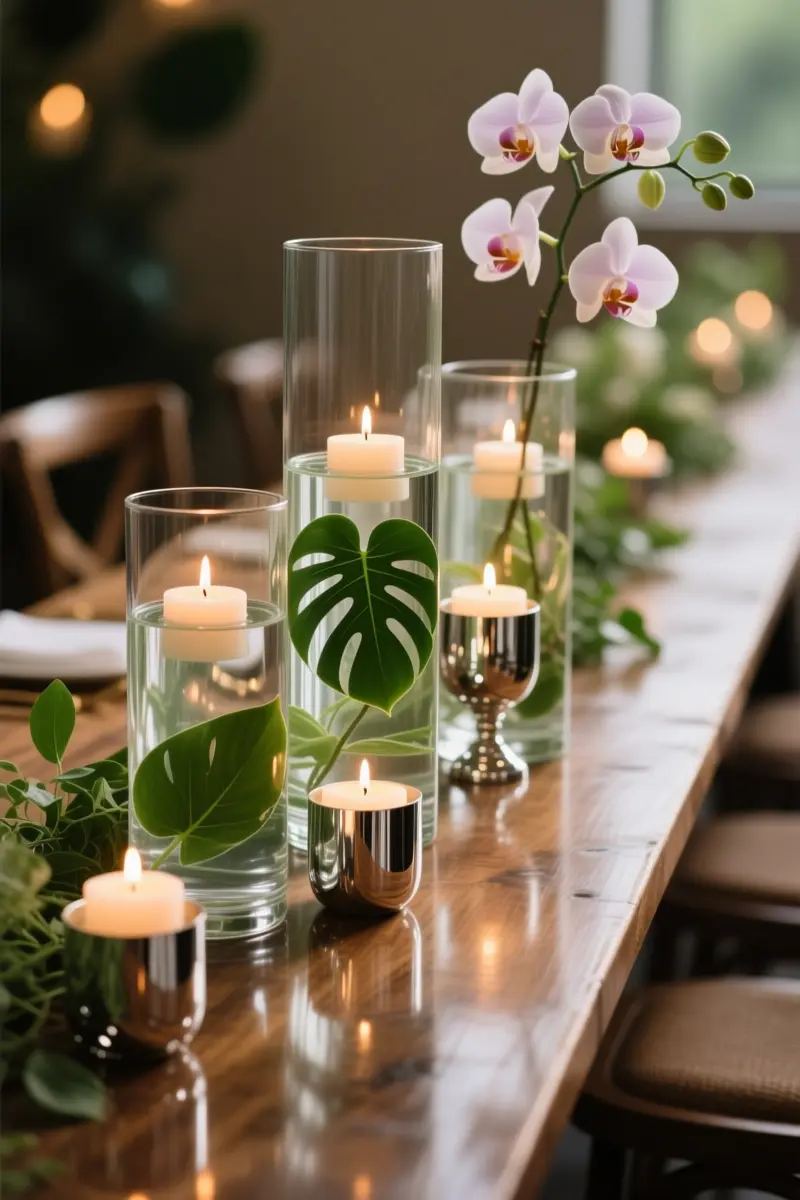 10. Floating Candle Cylinder Vases of Varying Heights