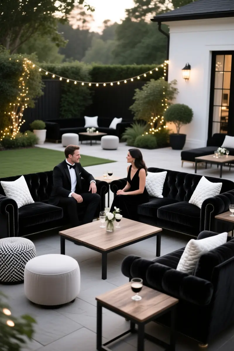 10. Tuxedo-Inspired Lounge Seating