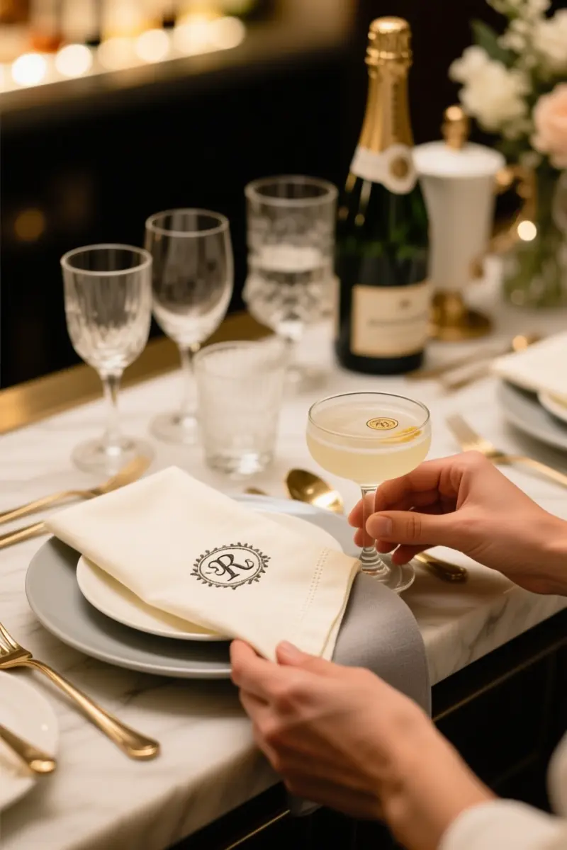 13. Hand-Stitched Fabric Cocktail Napkins