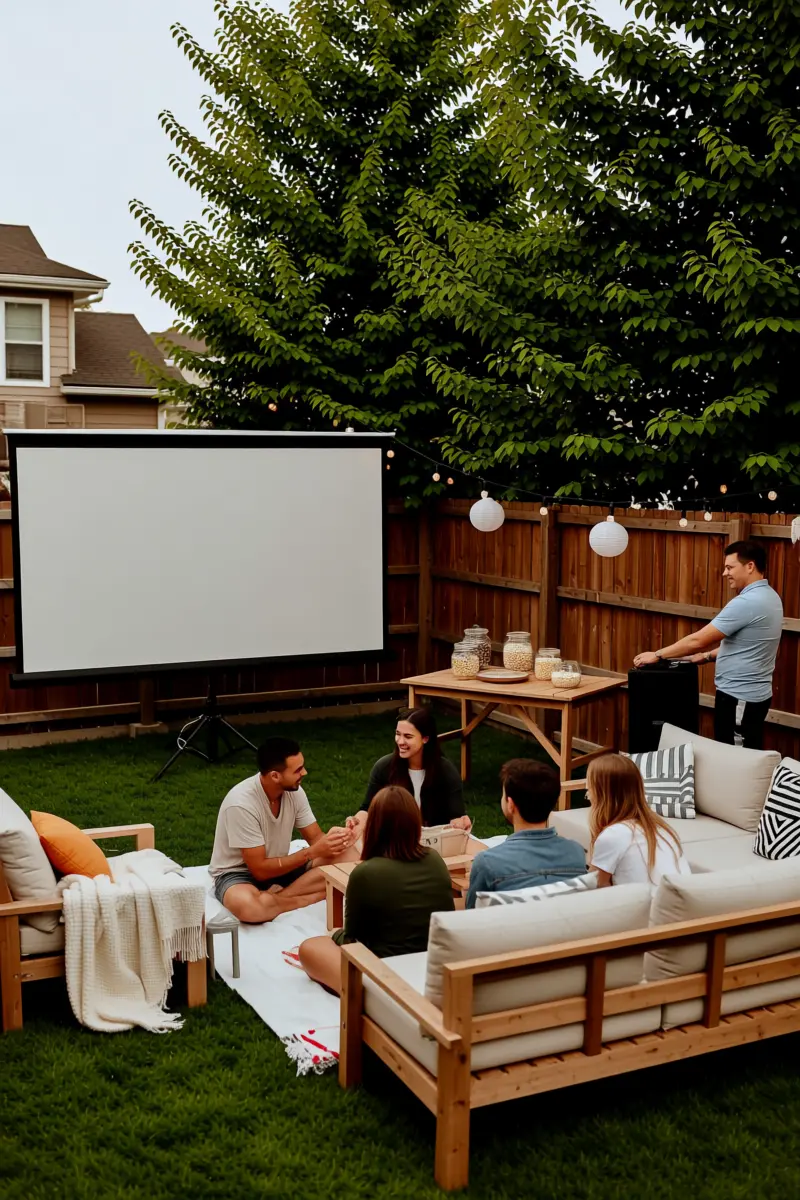 13. Whimsical Backyard Cinema & Game Night