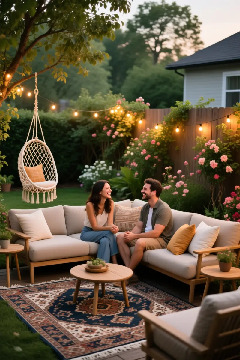 3. Cozy Garden Lounge Vignettes
