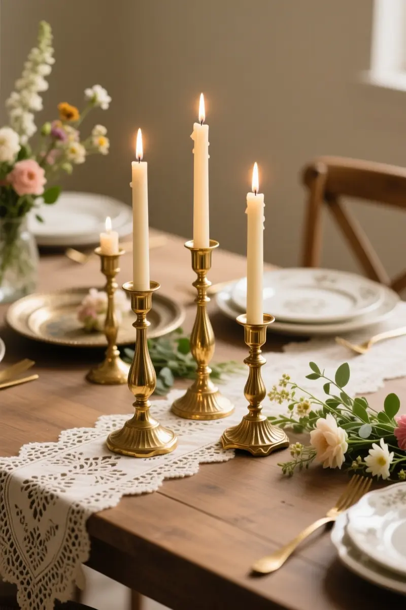 3. Thrifted Brass Candlestick Tablescapes