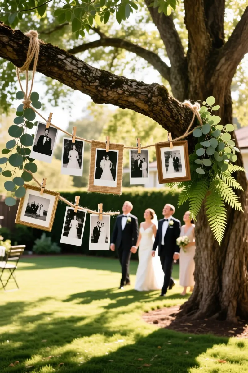 4. Nostalgic Tree-Hanging Photo Gallery