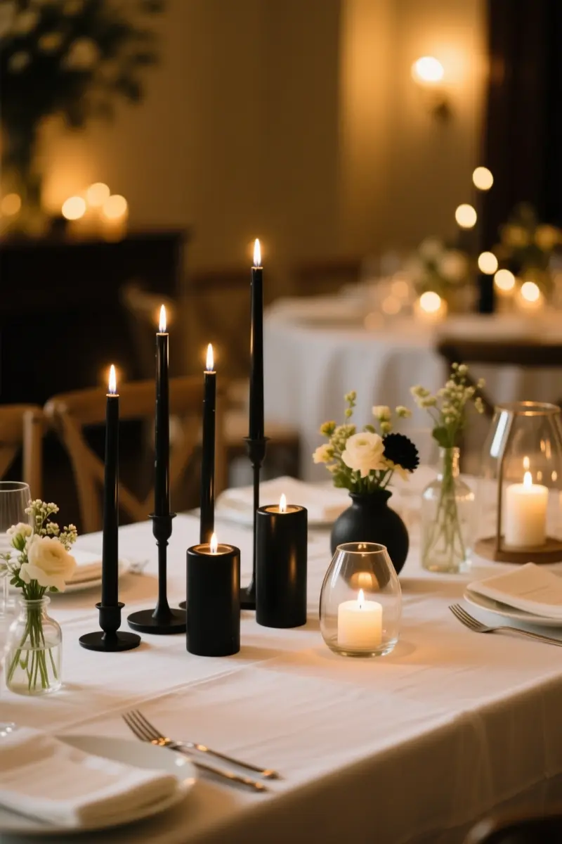 5. Dramatic Black Taper Candles