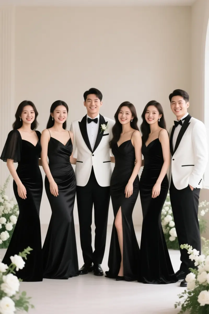 6. Color-Blocked Bridal Party Styling