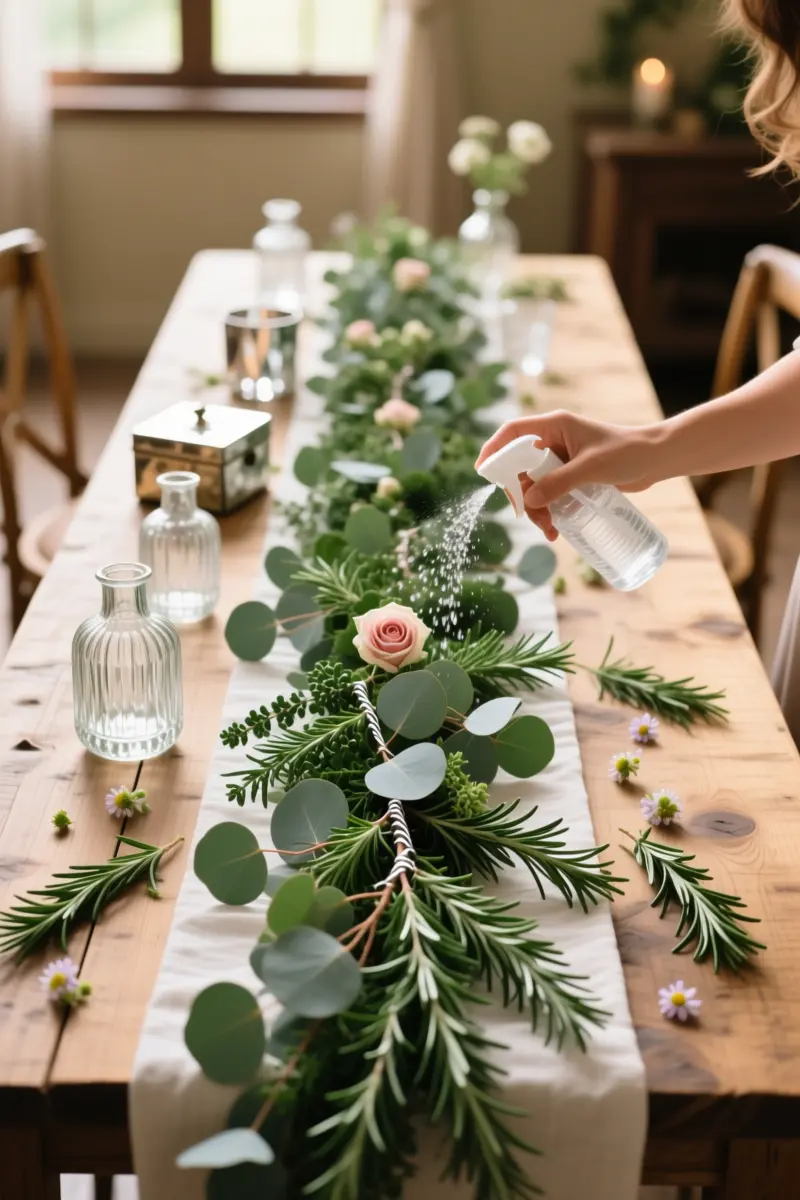 6. Fresh Eucalyptus and Rosemary Garland Runners