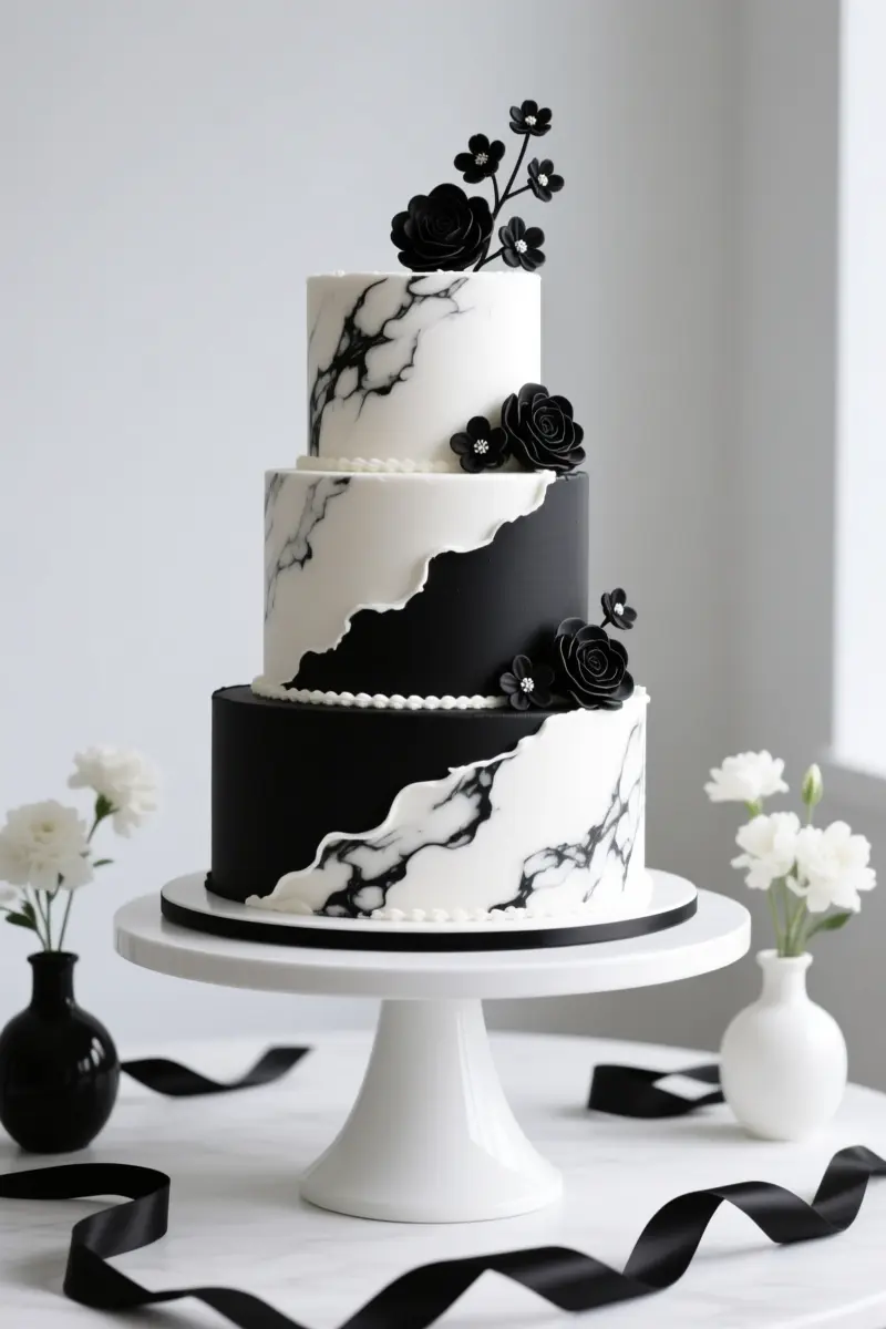 7. Architectural Black and White Cakes