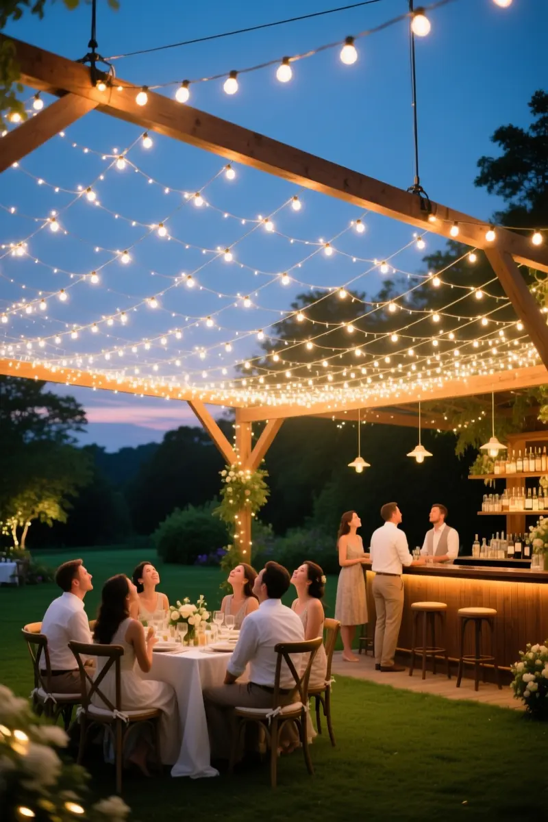 7. Fairy Light Canopies for Open-Air Receptions
