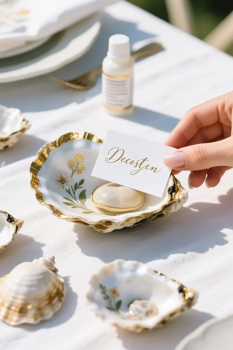 9. Decoupage Oyster Shell Place Cards