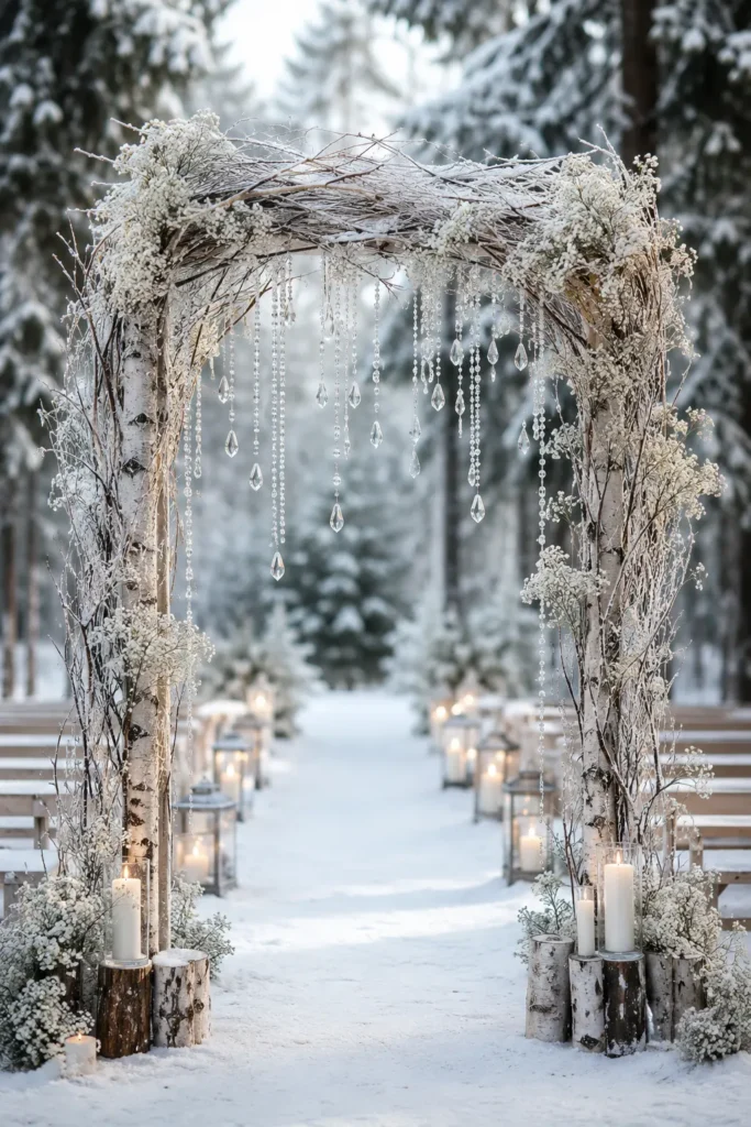Snowy Forest Frosted Ceremony Arch