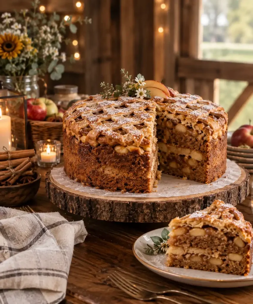 Cozy Rustic Lattice Apple Cake