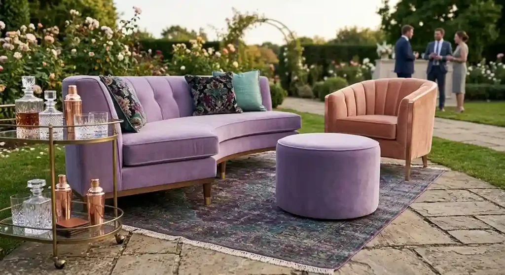 Curved Velvet Lounge Corners in Unexpected Pastels