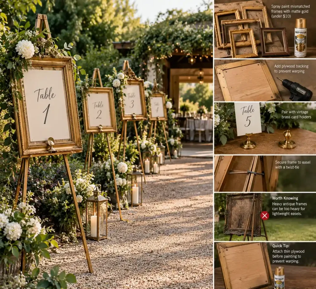 DIY Gold Frame Table Display