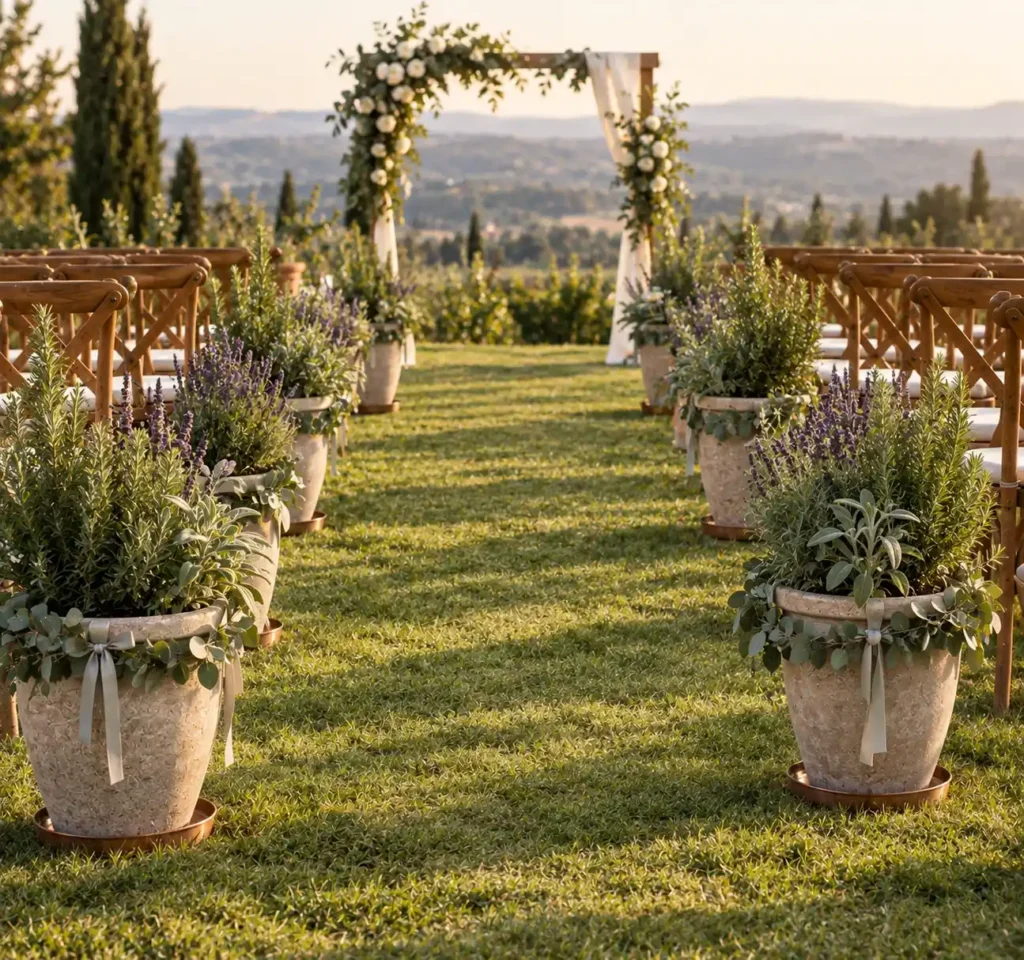 Potted Lavender and Rosemary Paths