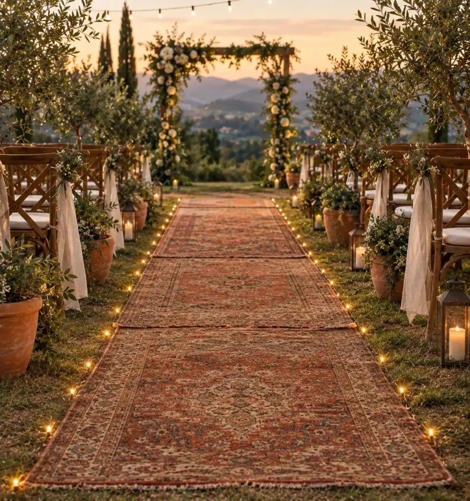 Golden Rustic Wedding Aisle