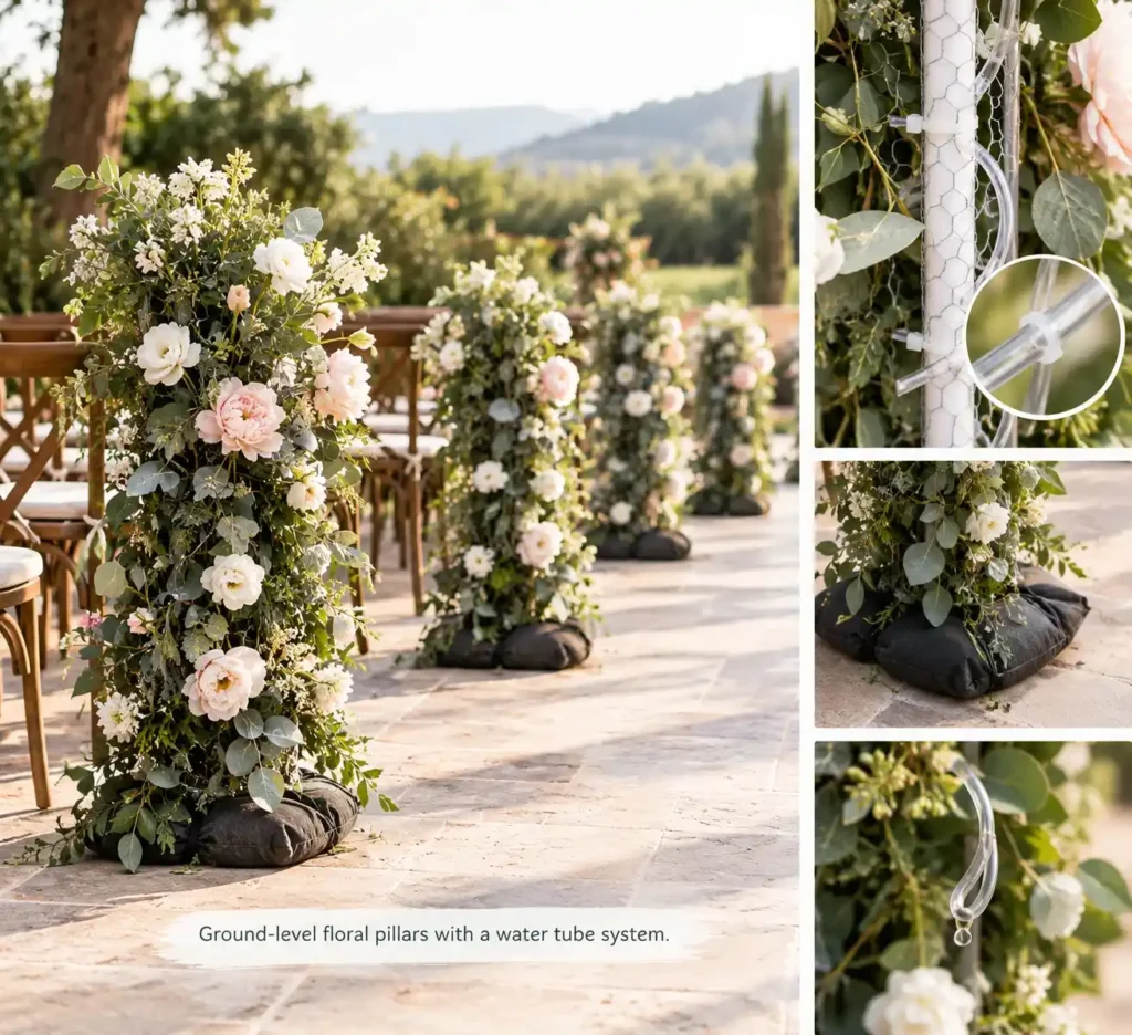 Ground-Level Deconstructed Floral Pillars Idea