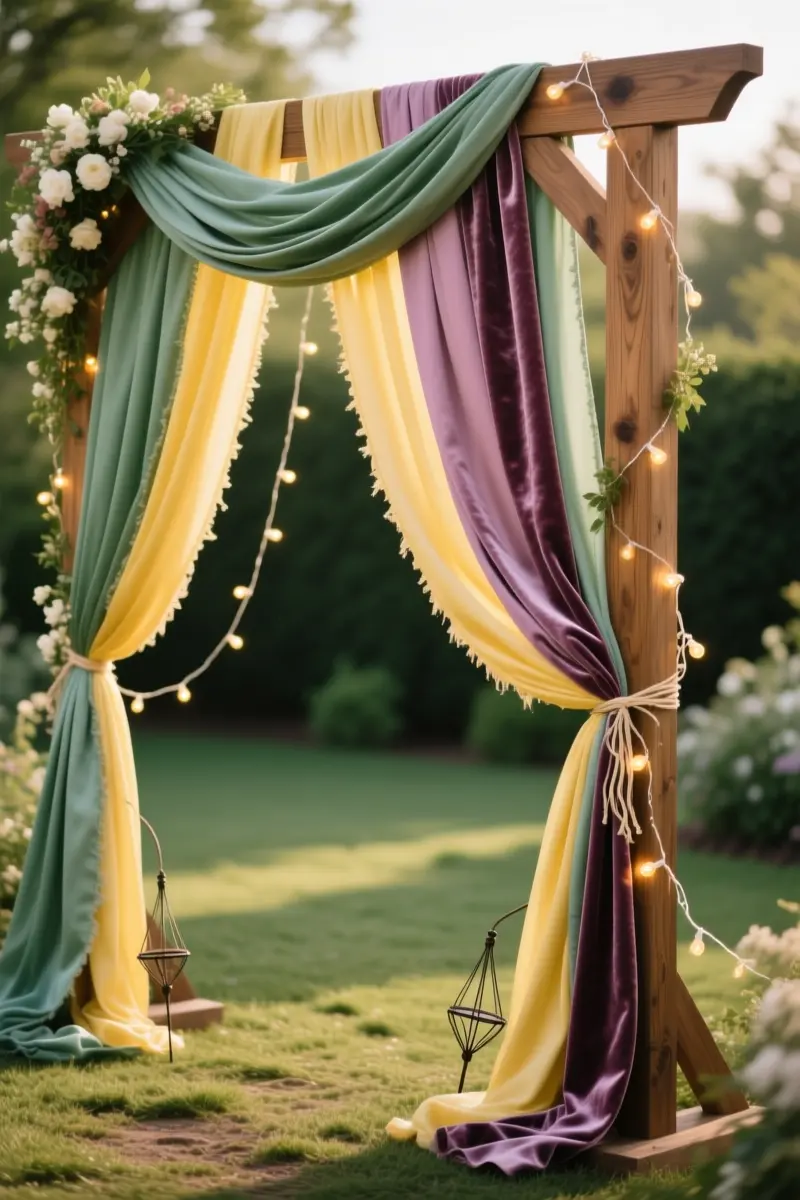 Hanging Silk and Velvet Ribbon Ceremony Canopies