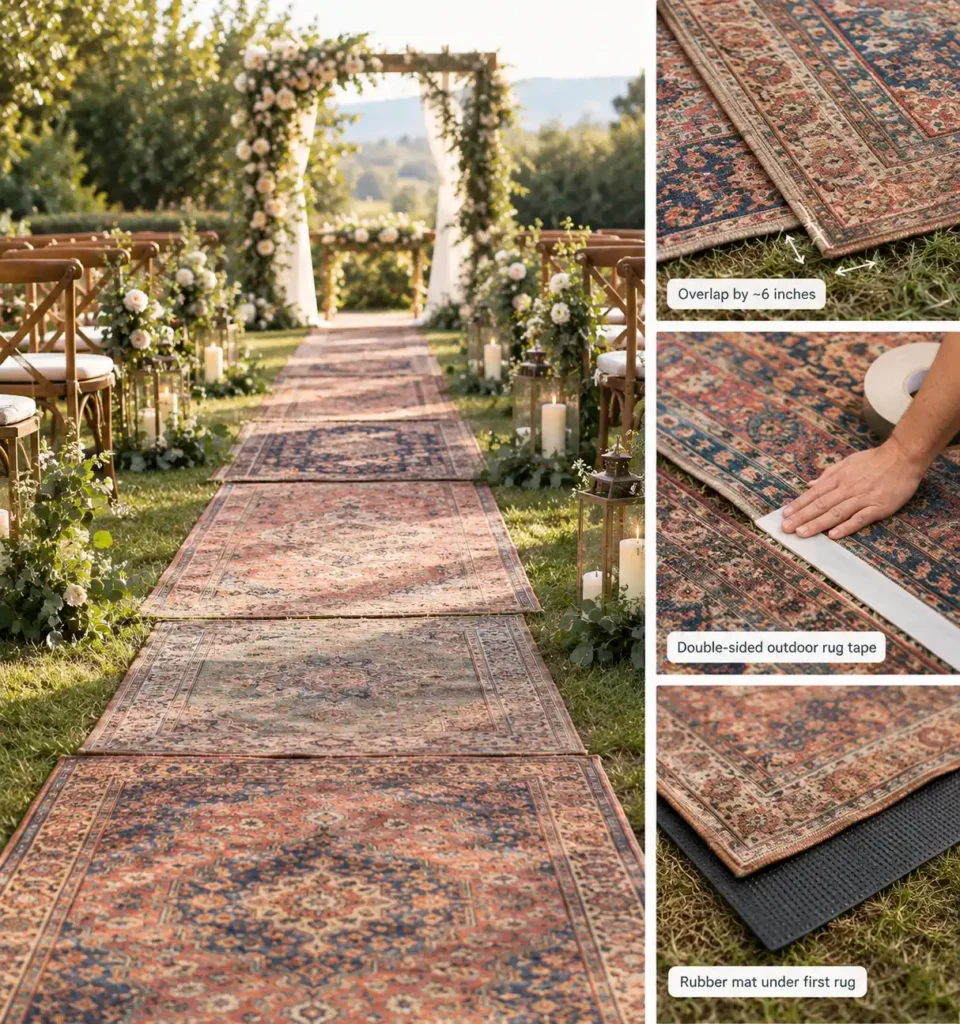 Layered Vintage Rug Pathways Idea