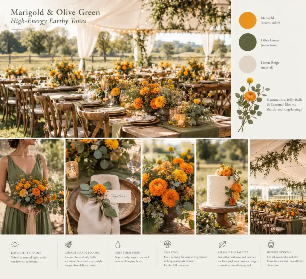 Marigold and Olive Wedding Moodboard