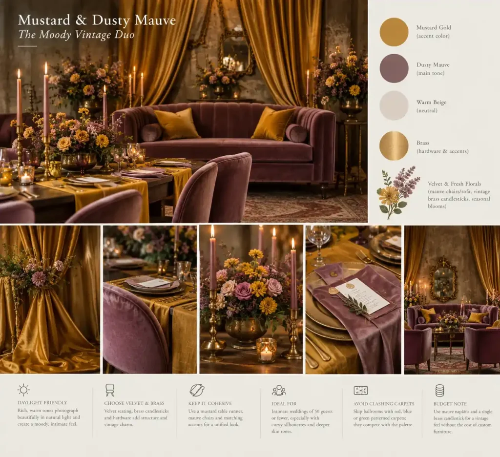 Mustard and Mauve Vintage Wedding Moodboard