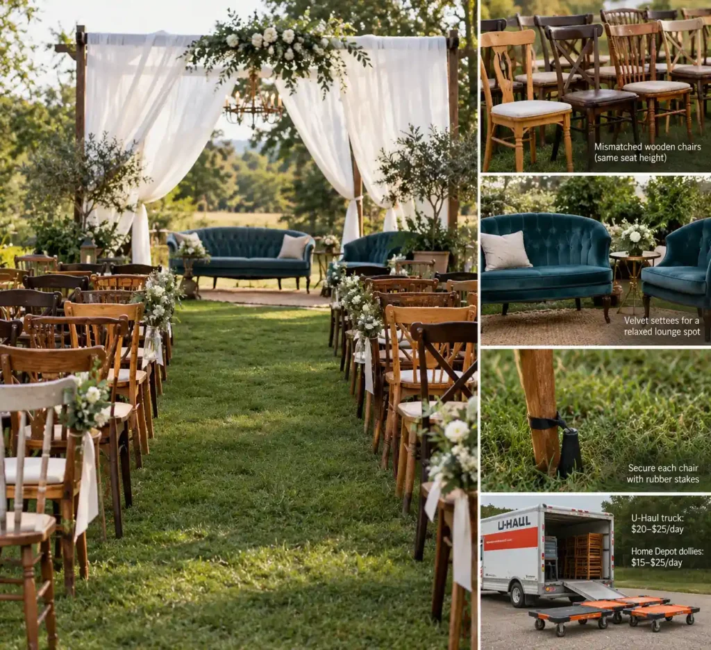 Rustic Boho Wedding Ceremony Collage