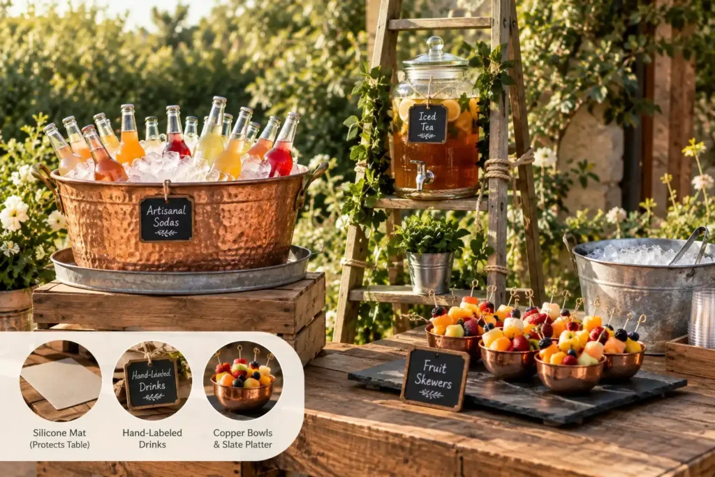 Rustic Garden Beverage Station