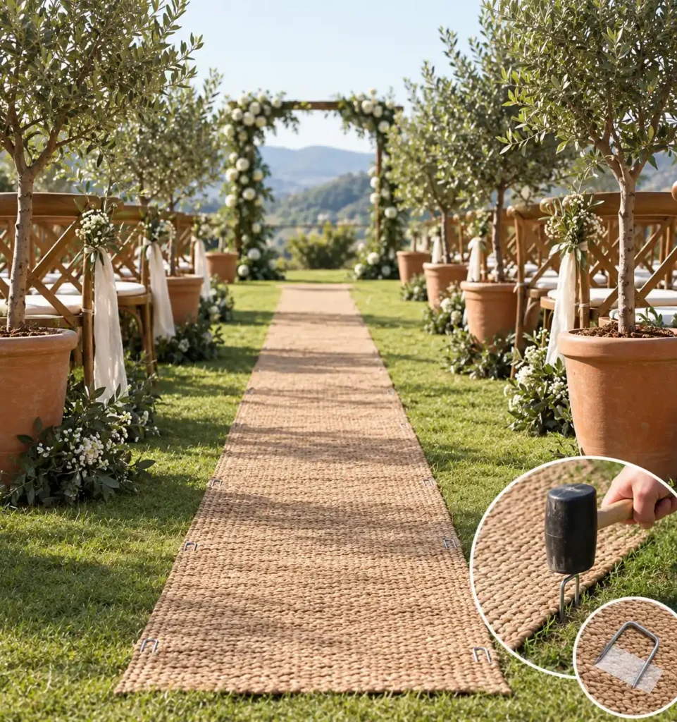 Rustic Garden Wedding Aisle Setup