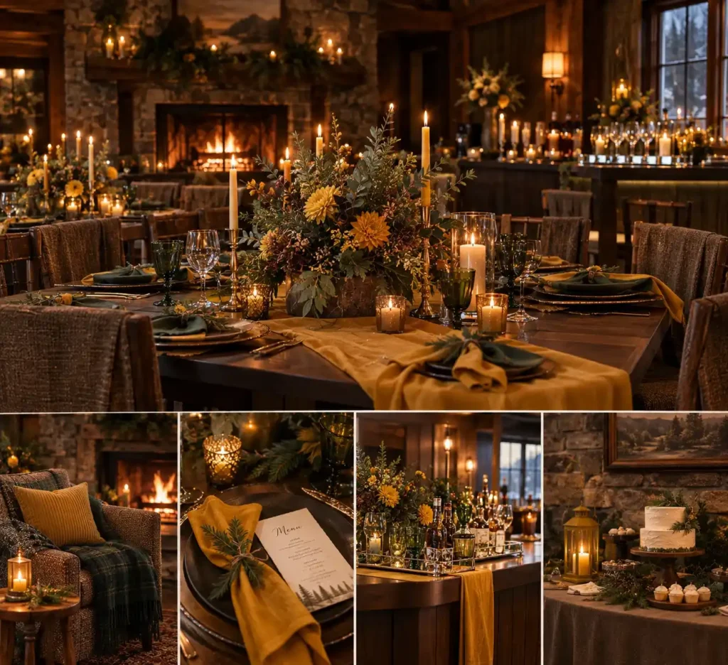 Rustic Lodge Wedding Candlelight Collage