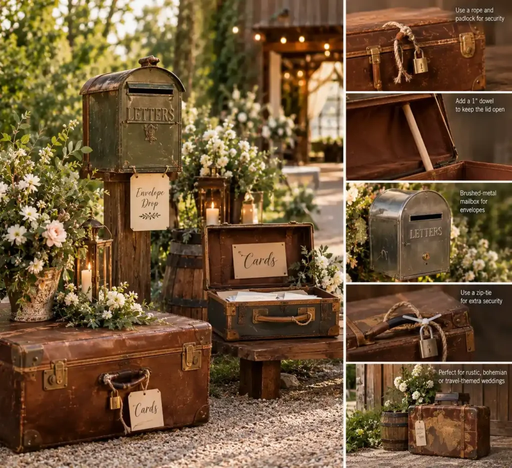 Rustic Vintage Wedding Card Station