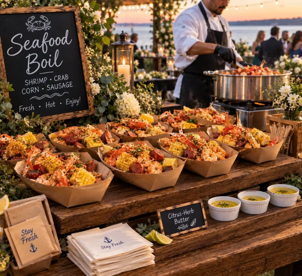 Sunset Waterfront Seafood Boil Buffet