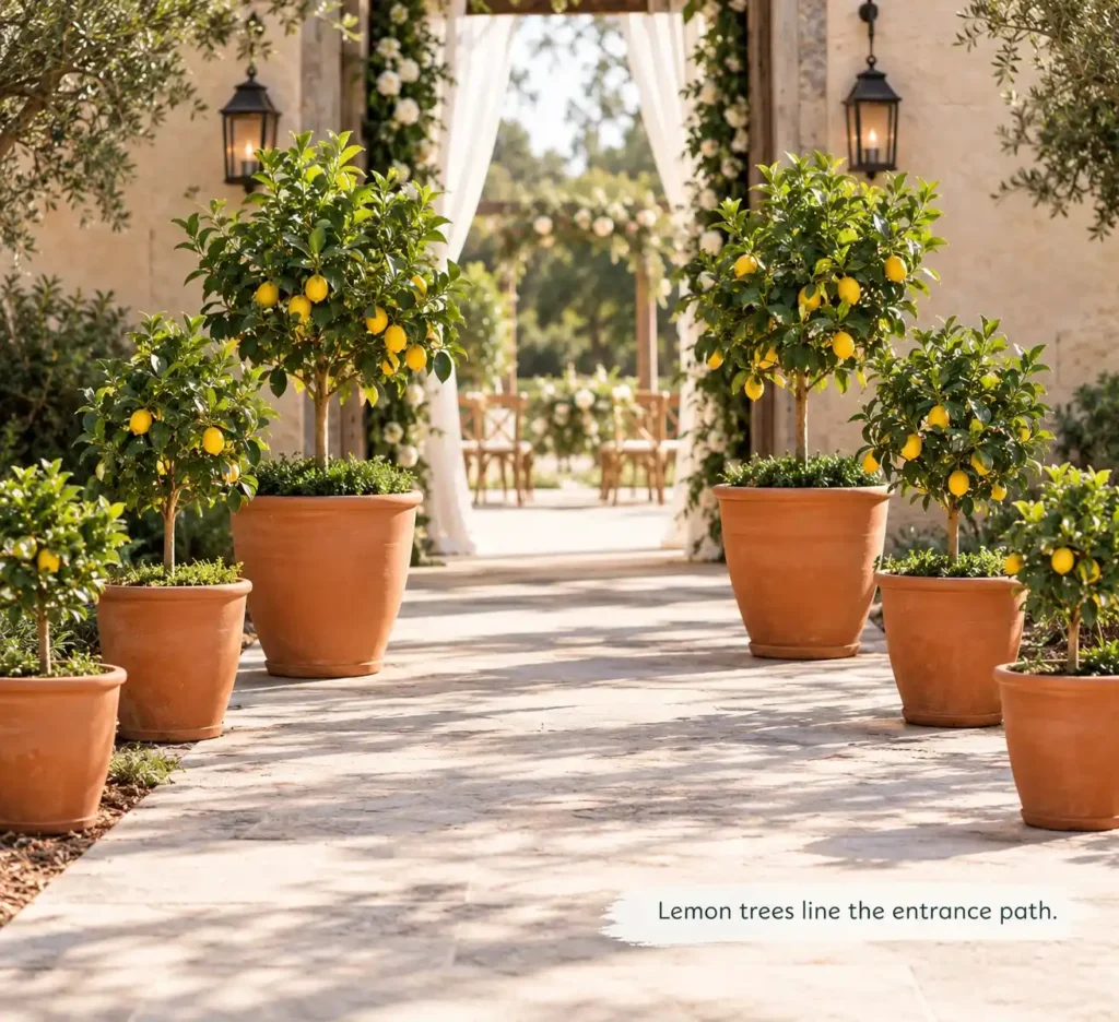 Terracotta Pots with Potted Citrus Trees Idea