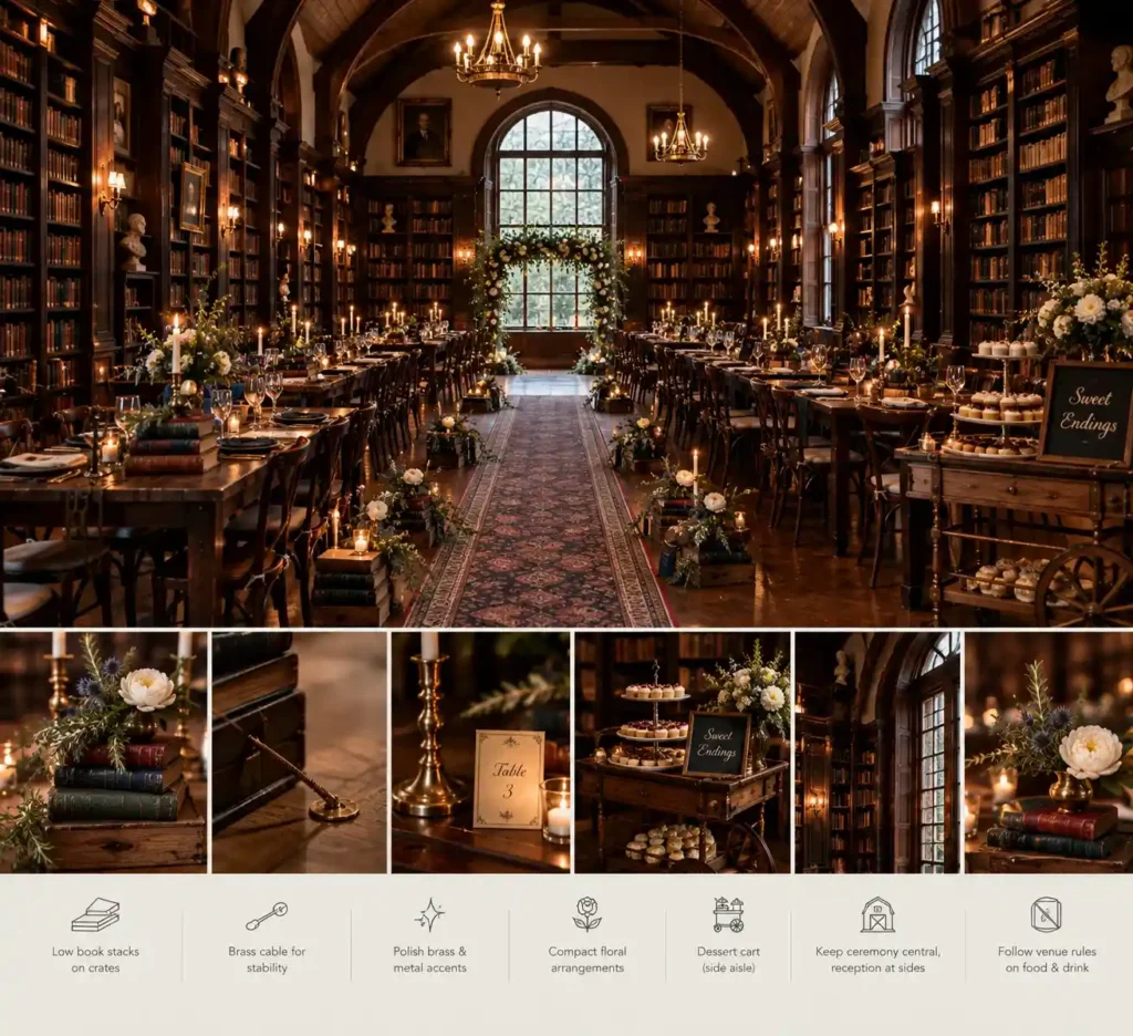 Vintage Library Wedding Reception