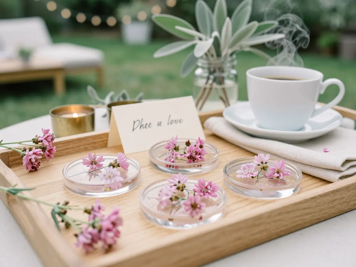 10. Pressed Flower Resin Coasters