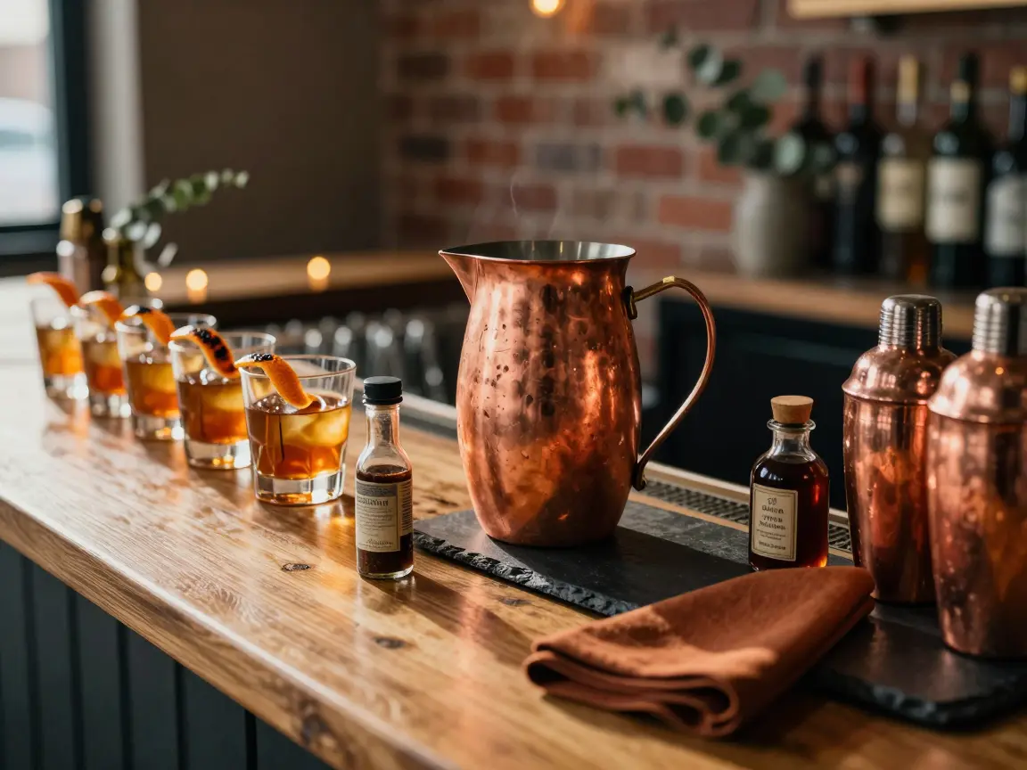 Smoked Old Fashioned cocktail with a charred orange peel garnish