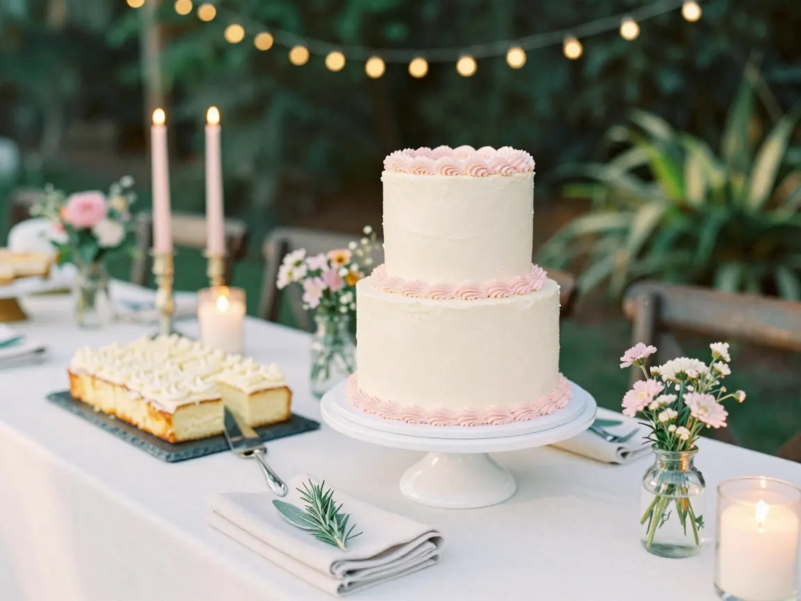 12. Sheet Cake Service with a Small Decorative Display Cake