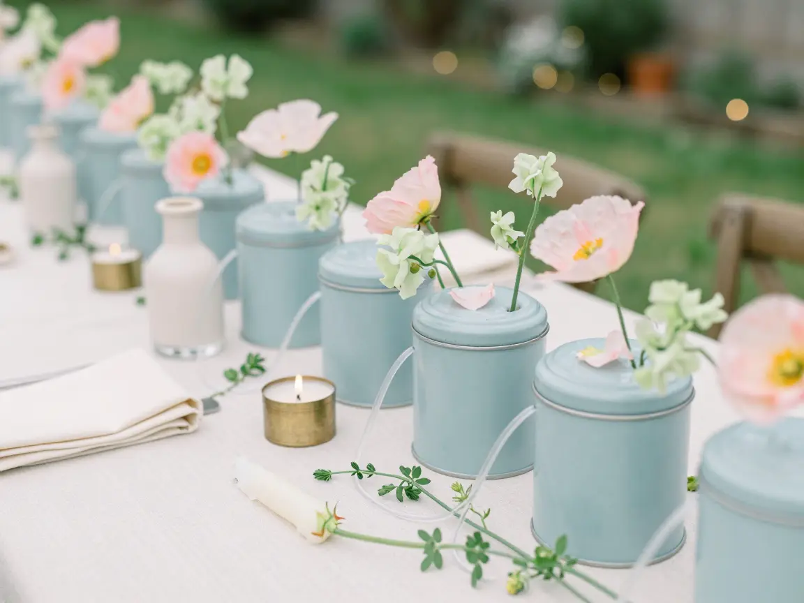 12. Vintage Tea Tins with Sweet Peas and Poppies