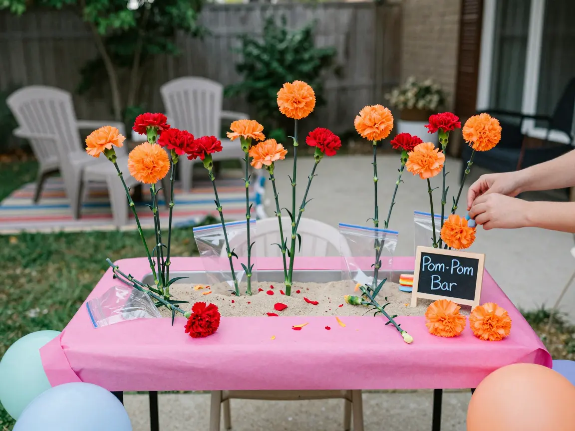 14. The Kid-Friendly Bright Pom-Pom Bar