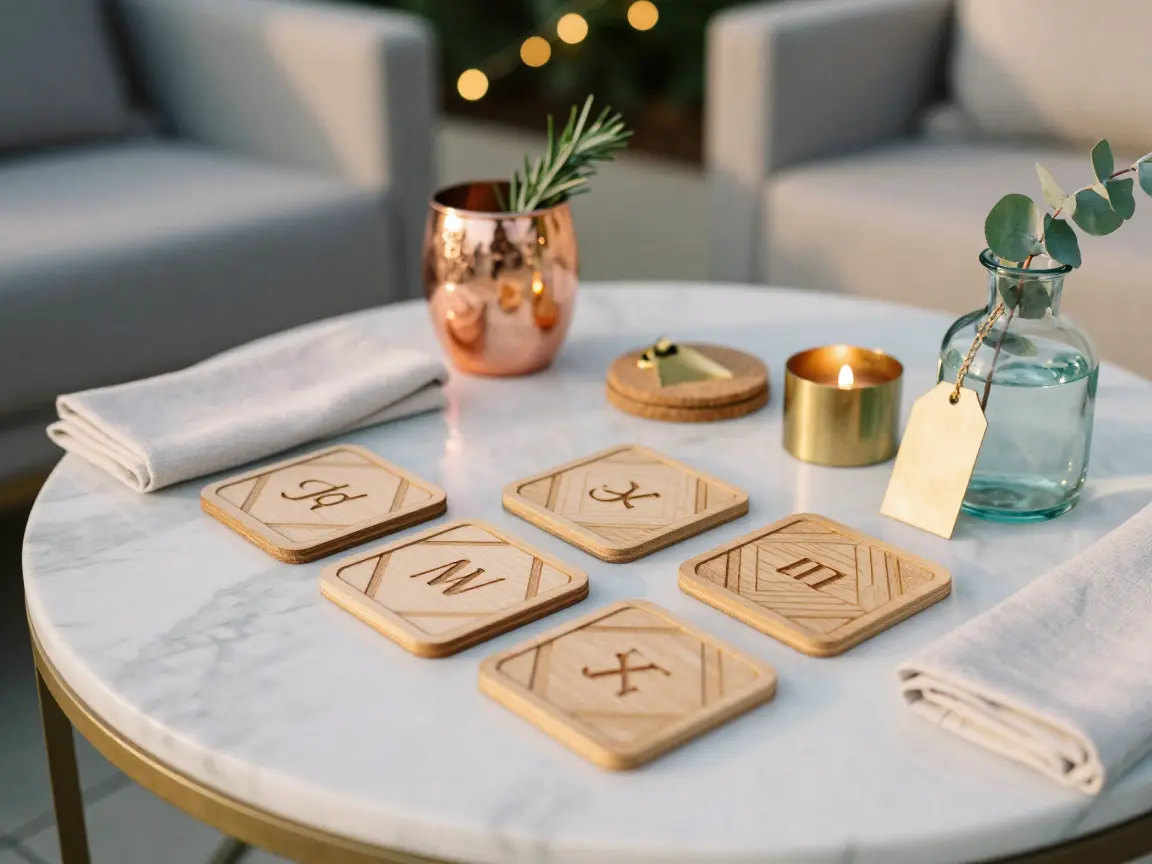 24. Laser-Engraved Wooden Coasters