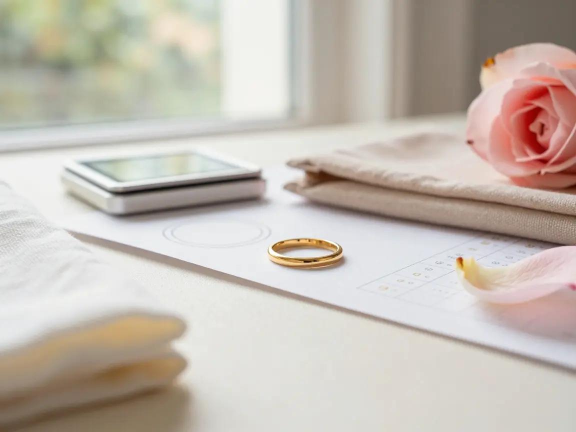 Slim gold vermeil stacking ring resting in a soft pouch