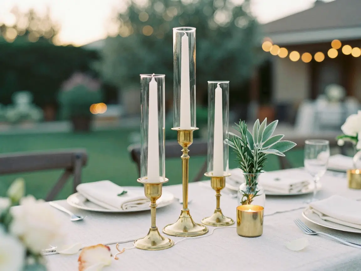 4. Tiered Taper Candles in Weighted Holders (Ideas 10-12)